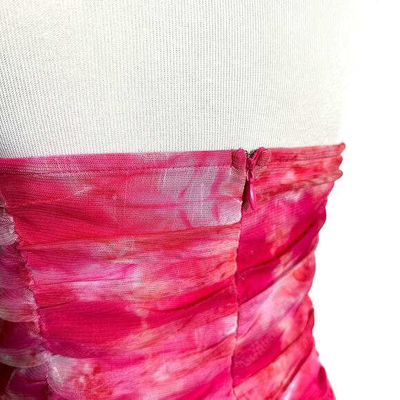 Superdown x Draya Michele Ivanna Ruched Strapless Mini Dress Pink Tie Dye Large - Picture 8 of 16
